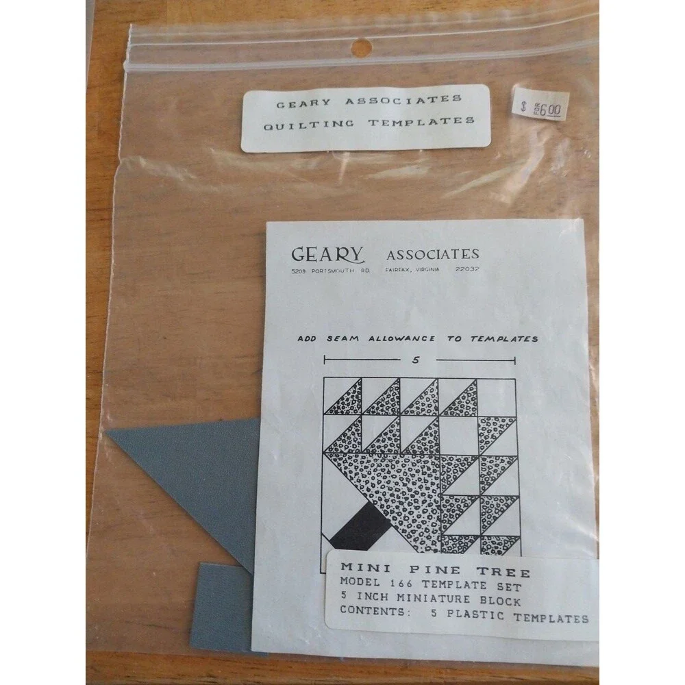 Geary Associates Quilting template MIni Pine Tree